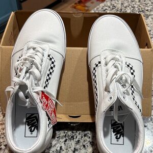 Vans White and Black Checkered Lace-Up Shoes